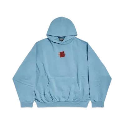 BALENCIAGA Men's Taped BALENCIAGA Men's Back Hoodie Medium Fit "Gray Blue"
