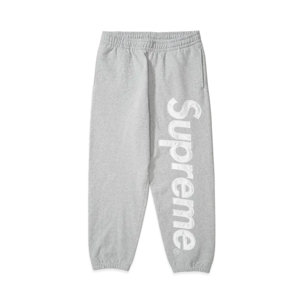Supreme Satin Applique Sweatpant (26SS) "Heather Grey"