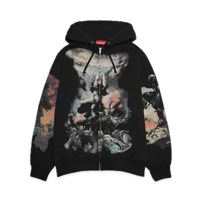 Supreme x Frank Frazetta Zip Up Hooded Sweatshirt "Black"