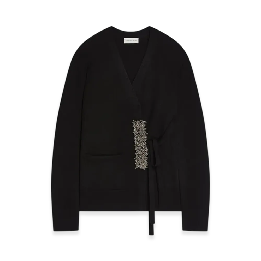 DRIES VAN NOTEN Women's Cashmere Wrap Sweater "Black"