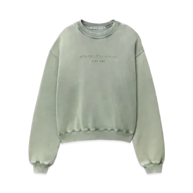 Alexander Wang Structured Terry Bicolor Sweatshirt "Acid Smoke Green"