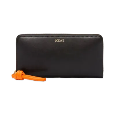 LOEWE Knot Zip Around Wallet Shinina Pakaf "Black/Bright Orange"