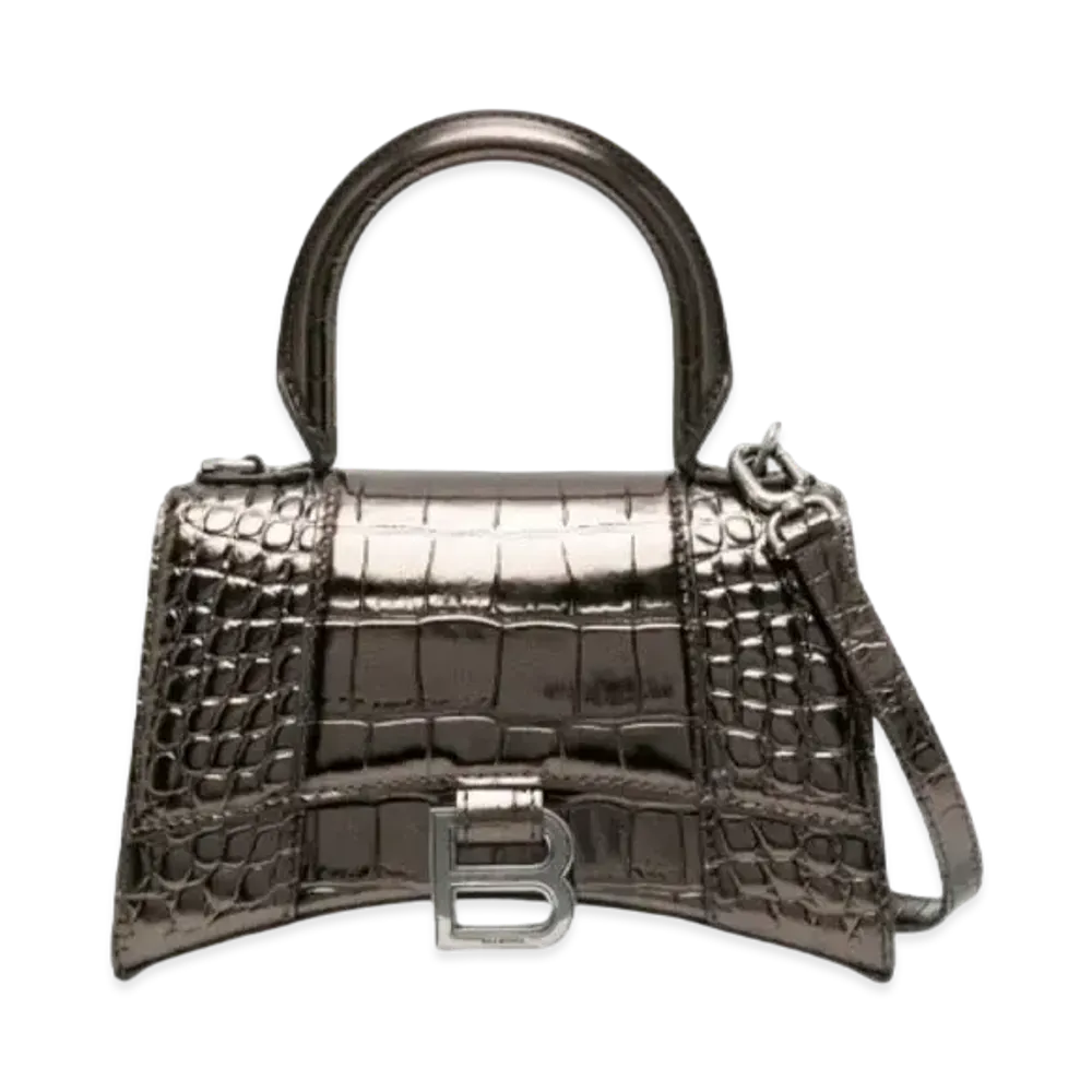 BALENCIAGA Hourglass XS Leather Top Handle Bag "Bronze"