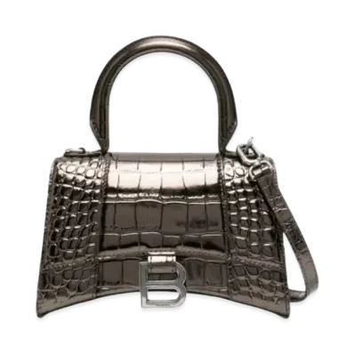 BALENCIAGA Hourglass XS Leather Top Handle Bag "Bronze"