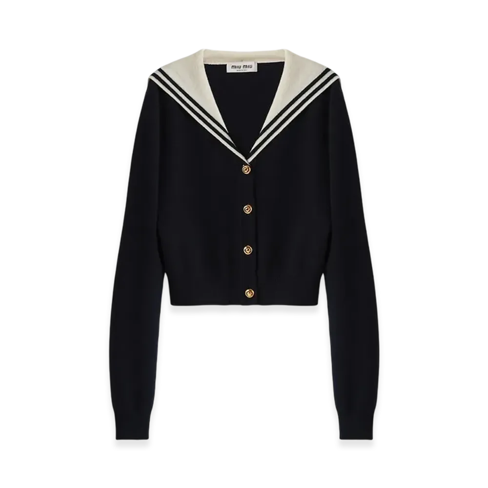 MIU MIU Women's Cashmere Cardigan "Blue/White"