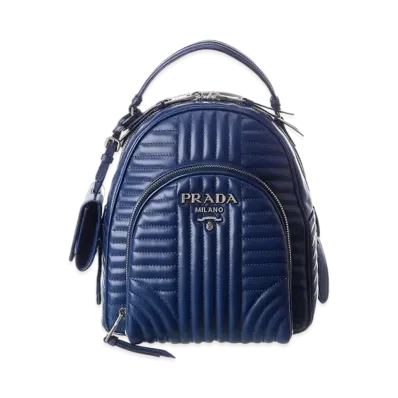 PRADA Diagramme Leather Backpack "Blue"
