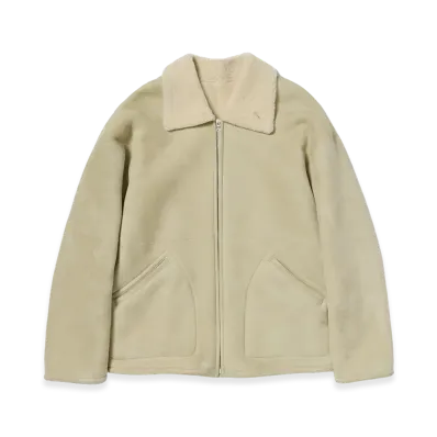 AURALEE Merino Mouton Zip Blouson "Ivory Lime"