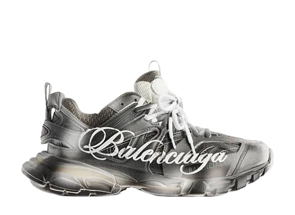 BALENCIAGA Women's Track Stencil Logo Sneaker "Black/White"