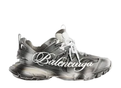 BALENCIAGA Women's Track Stencil Logo Sneaker "Black/White"