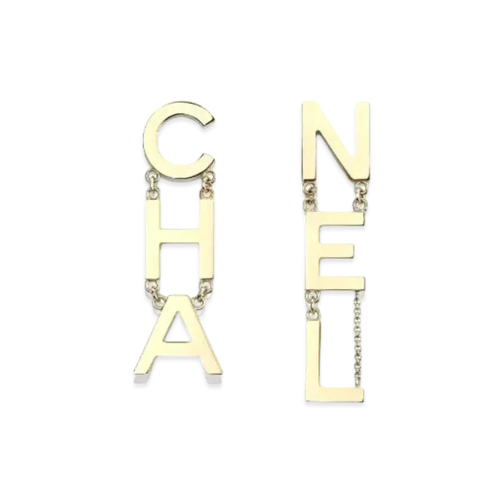 CHANEL Letter Logo Earrings Metal "Gold"