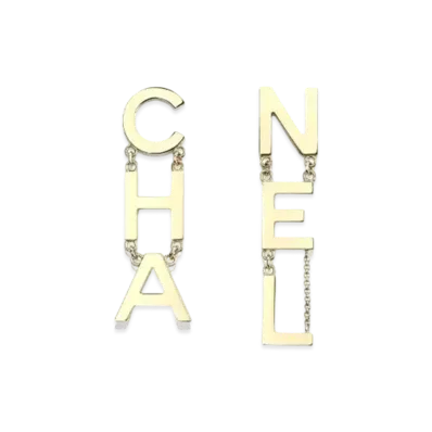 CHANEL Letter Logo Earrings Metal "Gold"