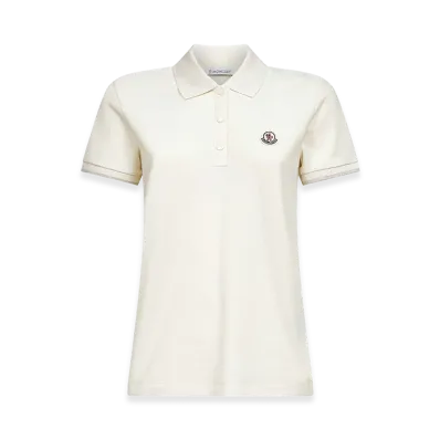 MONCLER Women's Logo Patch Polo Shirt "White"