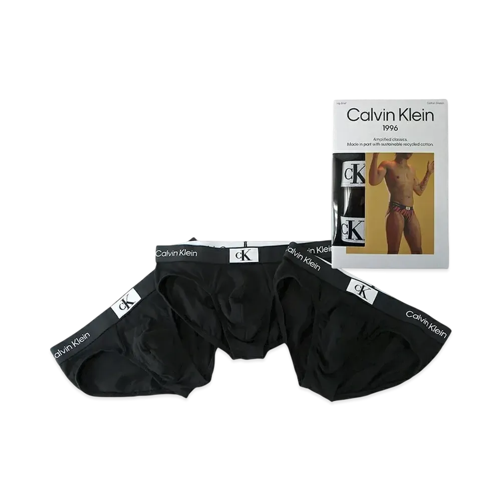 Calvin Klein 3 Pieces Cotton Stretch Hip Briefs "Black"