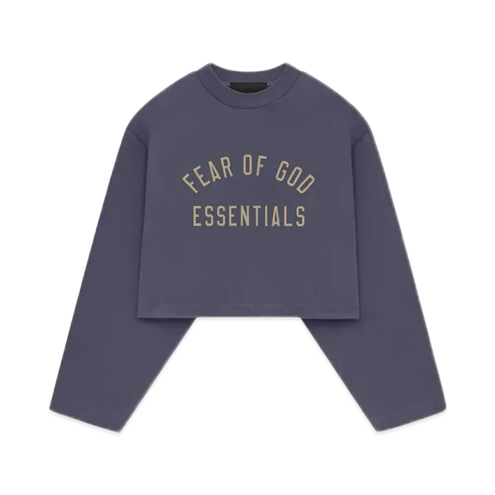 FEAR OF GOD Essentials Women's Tri-Blend Cropped Longsleeve Shirt "Marine"