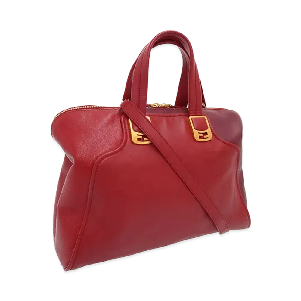 FENDI Chameleon Leather 2WAY Bag "Red"