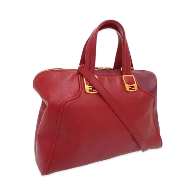 FENDI Chameleon Leather 2WAY Bag "Red"