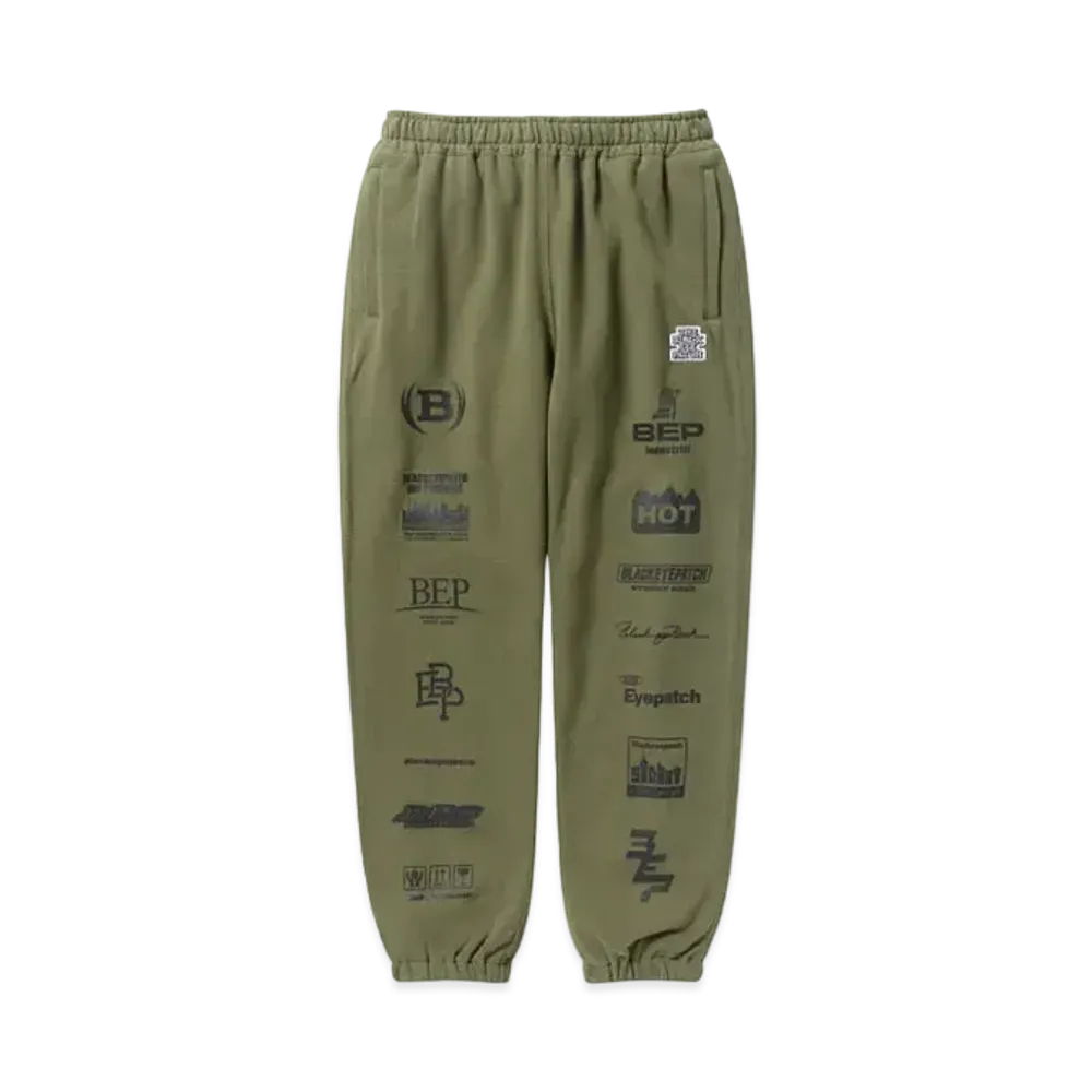 Black Eye Patch Multi Logo Sweat Pants "Olive"