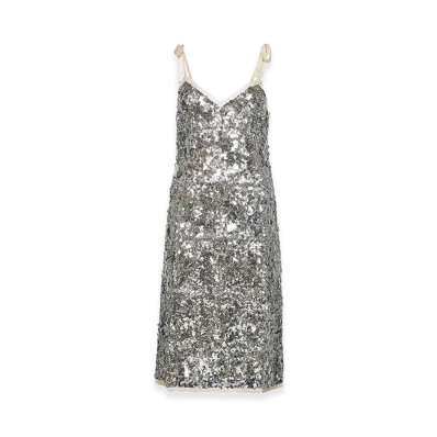 PRADA Women's Embellished Nylon Dress "Silver"
