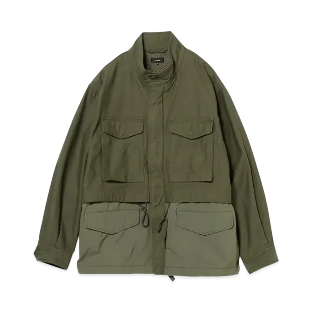 BEAMS Back Satin Layered M-65 Blouson "Olive"
