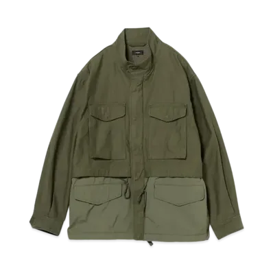 BEAMS Back Satin Layered M-65 Blouson "Olive"