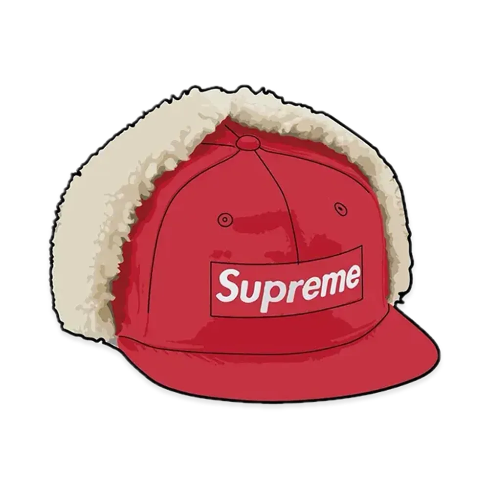 Supreme Leather Earflap Box Logo New Era "Red"