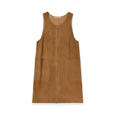 AURALEE Lamb Suede Zip Mini Dress "Camel"