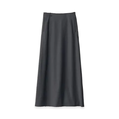 ssstein Women's Wool Silk Wrap Skirt "Charcoal"