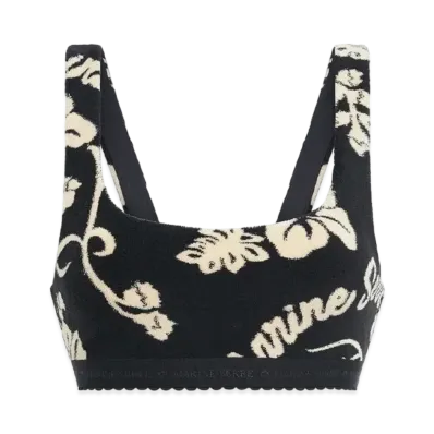 Marine Serre Jersey Jacquard Towelling Bra "Black"