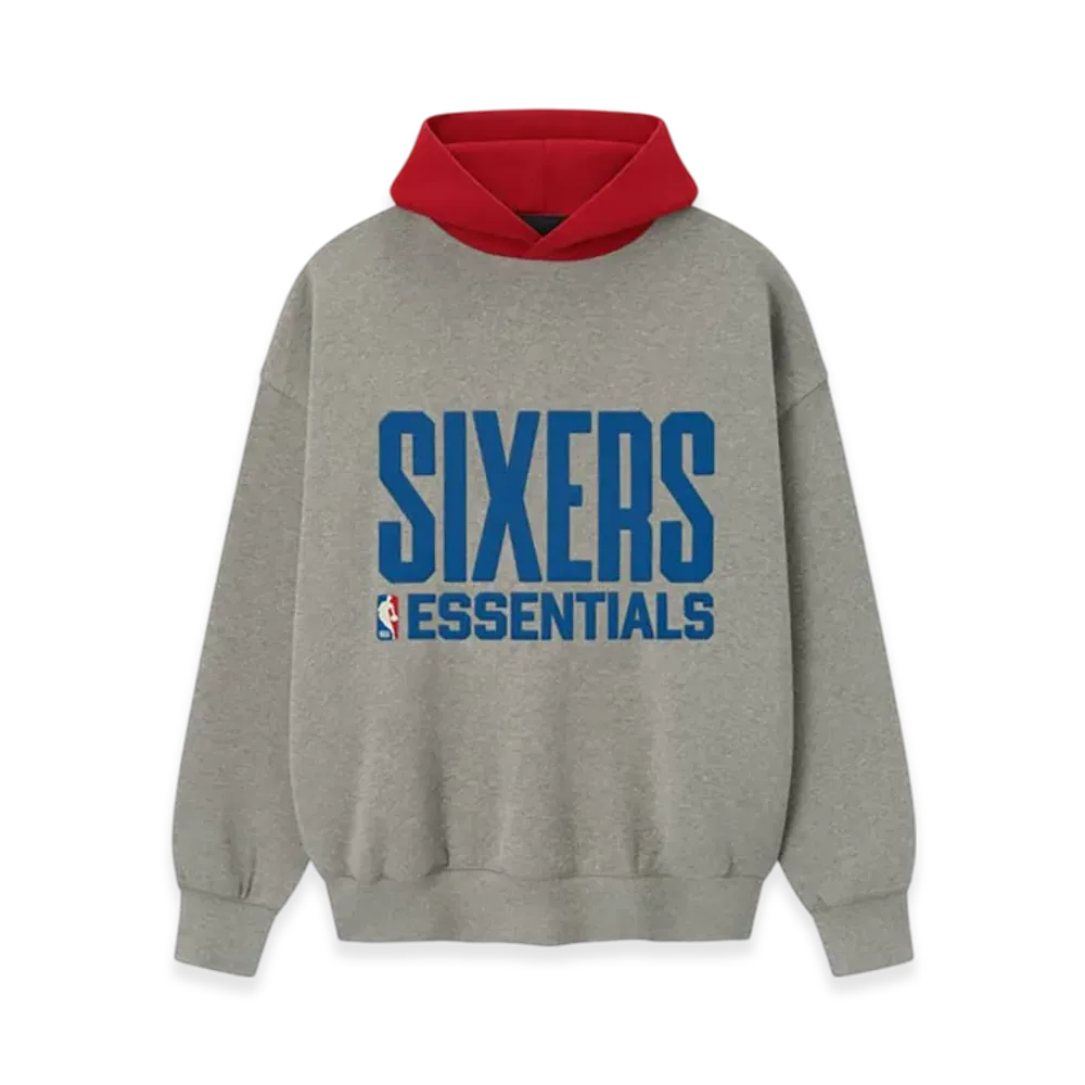 FEAR OF GOD ESSENTIALS Sixers Sport Hoodie "Concrete Heather/Red"