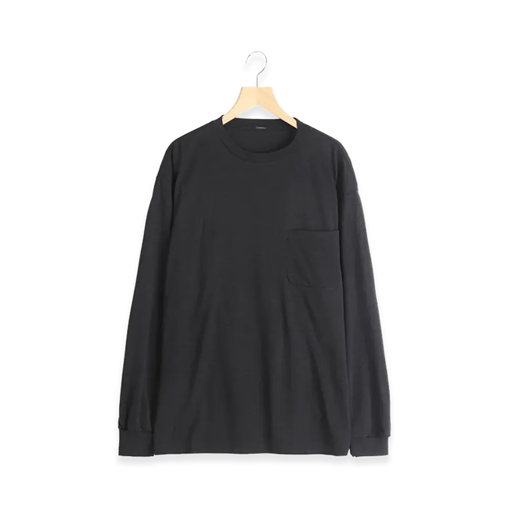 COMOLI Summer Wool L/S T-shirt "Charcoal"