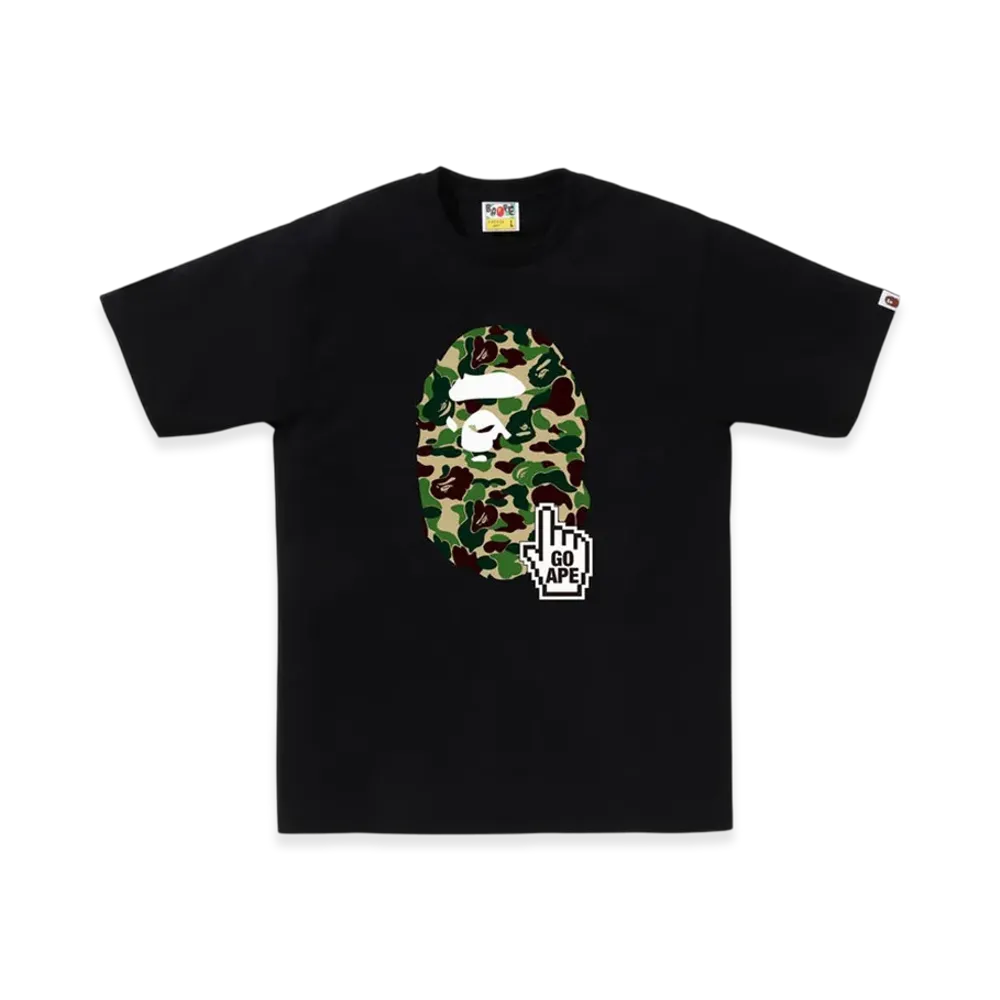 A BATHING APE ABC Camo Go Ape Pointer Ape Head Tee Bapec "Black/Green"