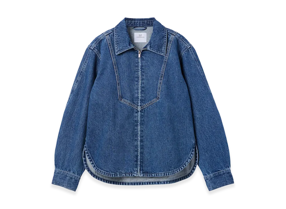 Gap x Victoria Beckham Women's Denim Zip-Up Shirt "Medium Wash"