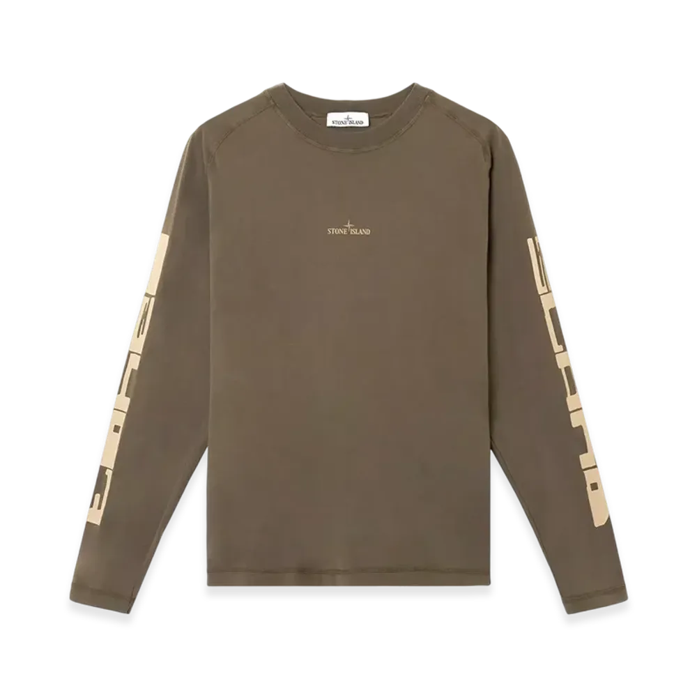 Stone Island 2100005 Organic Cotton Jersey Slim-Fit Long-Sleeve T-Shirt with Print - 25SS "Military Green"