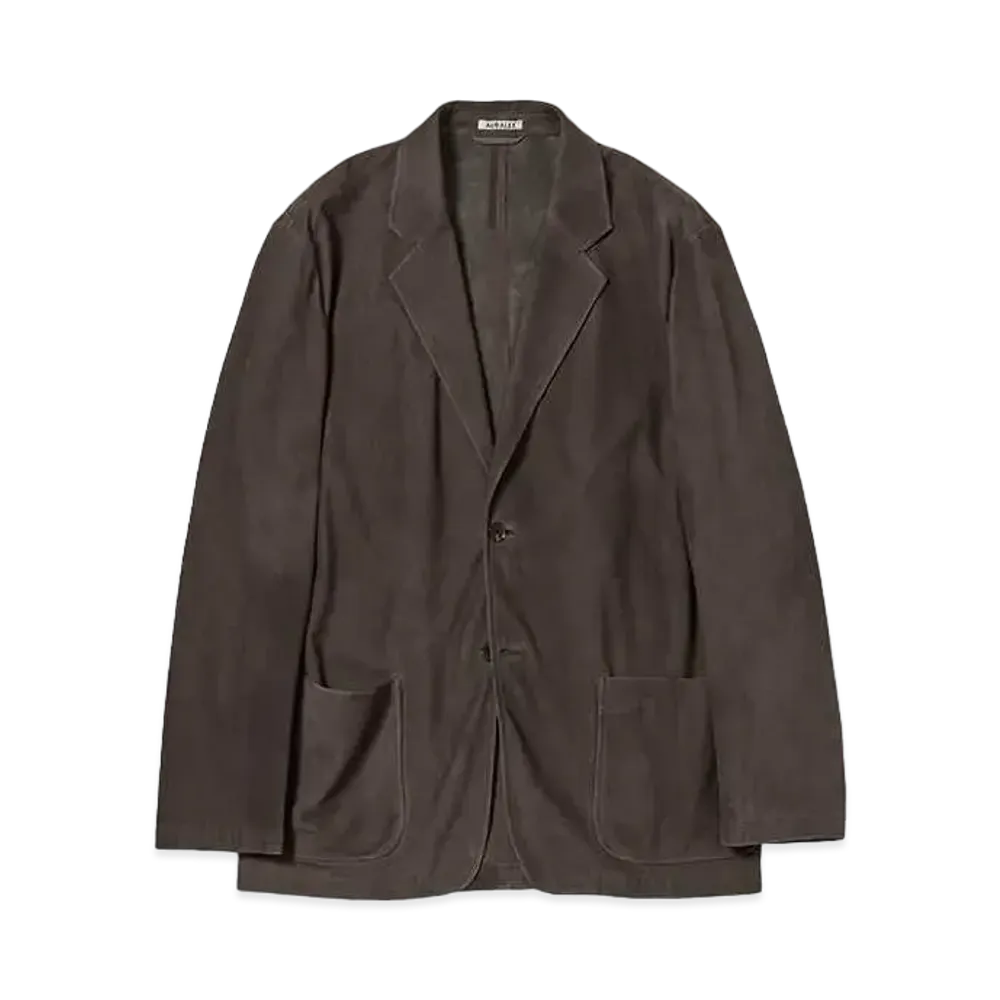 AURALEE Calf Nubuck Jacket "Dark Brown"