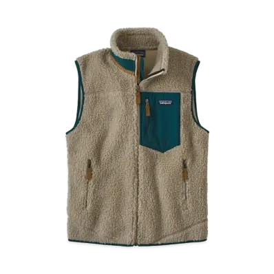 patagonia Men's Classic RetroX Vest "Pelican w/Dark Borealis Green"