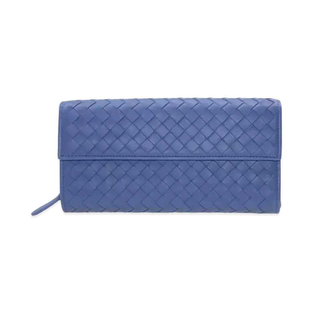 Bottega Veneta Intrecciato Lambskin Nappa Continebtal Wallet "Blue"