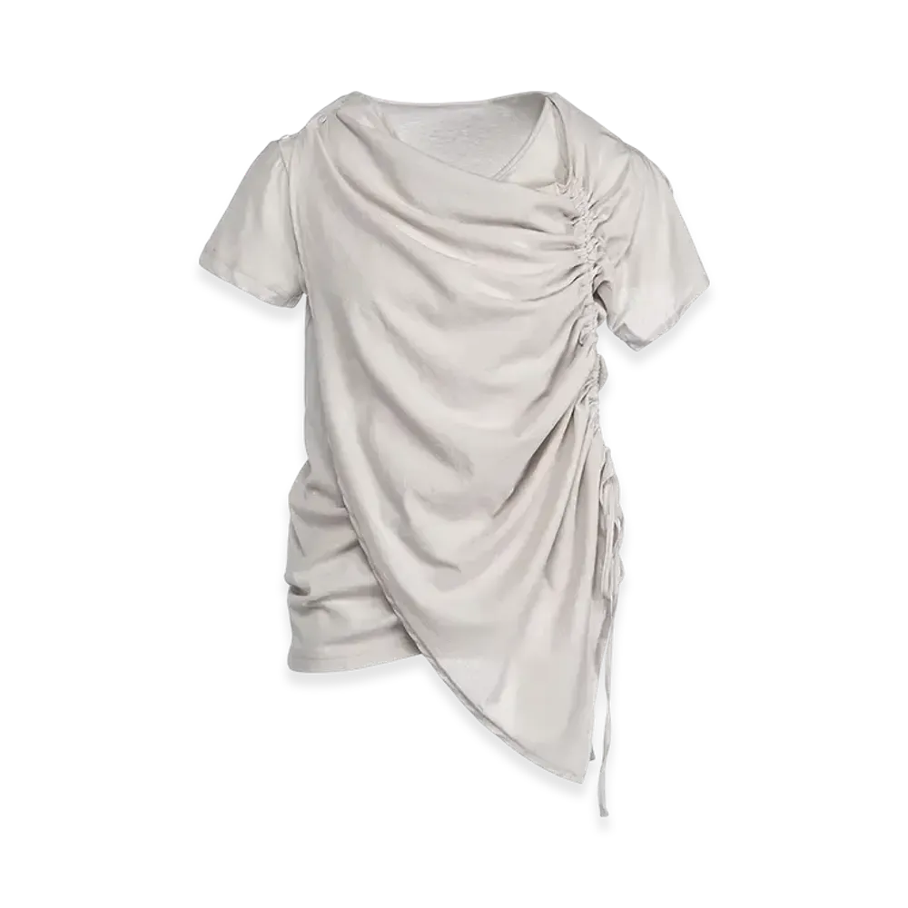 Yohji Yamamoto High Twisted Single Jersey Gather Short Sleeve "Gray"