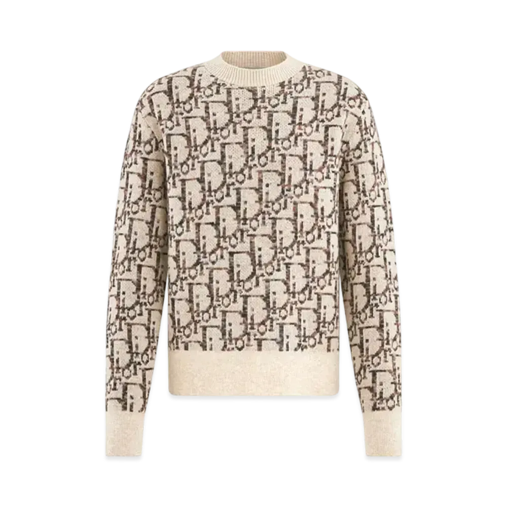 Dior Oblique Sweater Virgin Wool Jacquard "Beige/Brown"