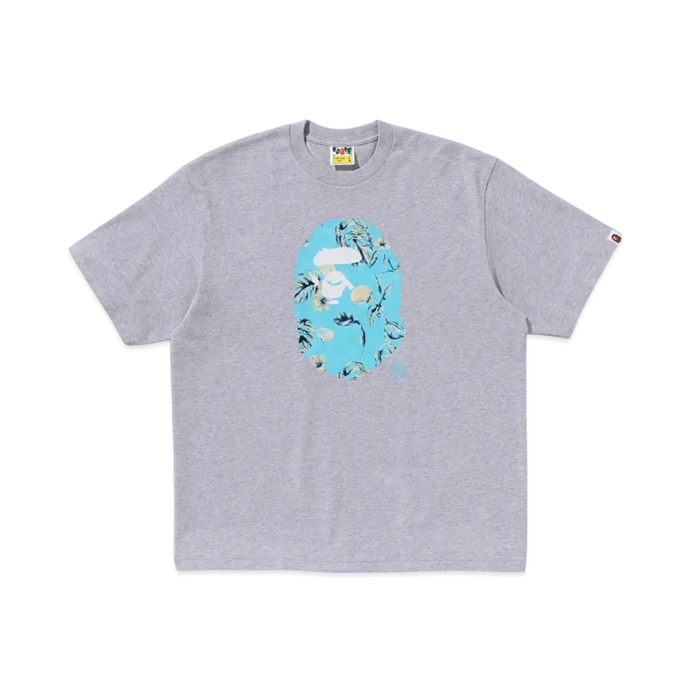 A BATHING APE Vacation Pattern Ape Head Relaxed Fit Tee "Gray"