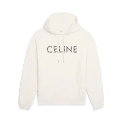 CELINE Loose Sweatshirt / Cotton Fleece With Studs "Off White"