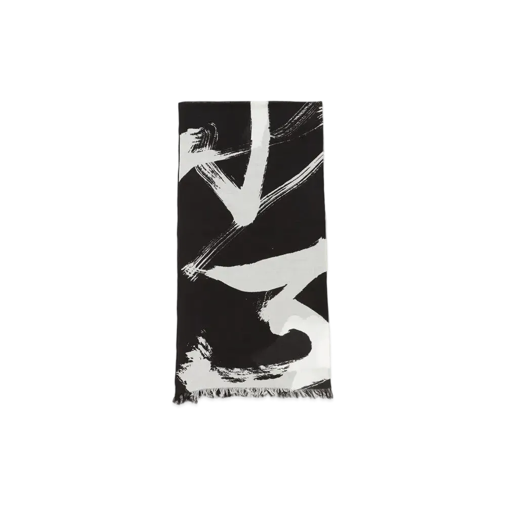 Yohji Yamamoto Y's CALLIGRAPHY PRINT BIG COTTON STOLE "Black"