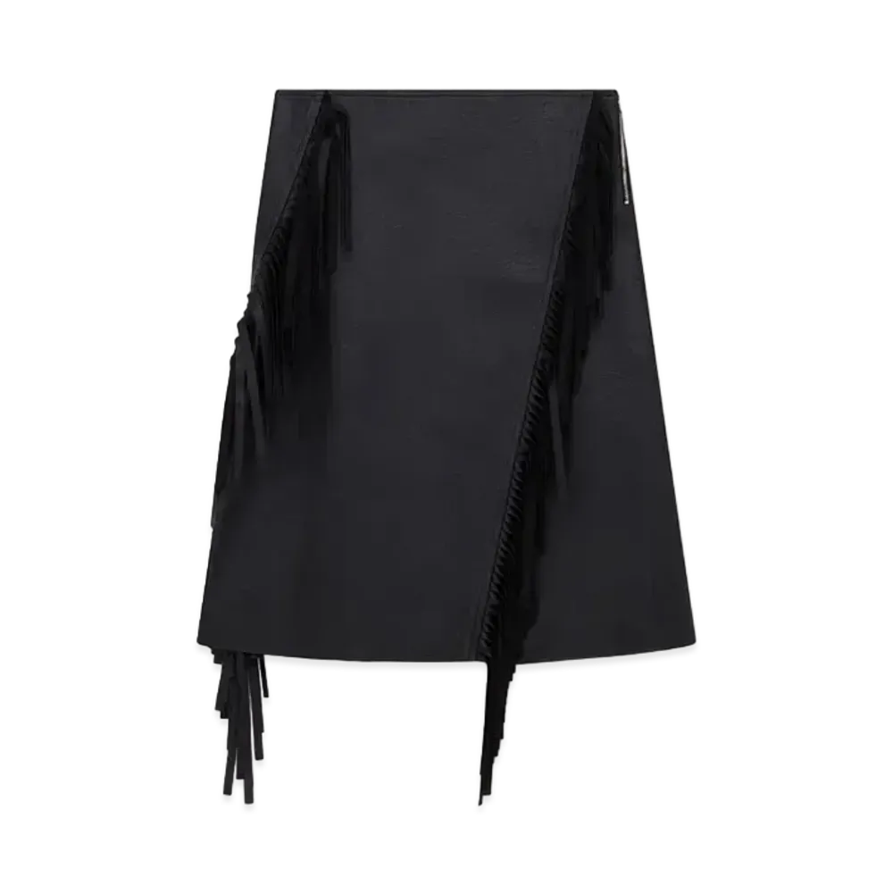 STELLA McCARTNEY Fringe Alter Mat Midi Skirt "Midnight Black"