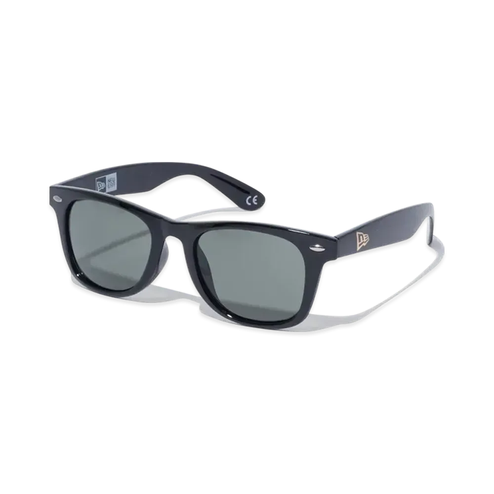 NEW ERA Sunglasses Square Lens Shiny Black Frame Green Grey Lens "Black"