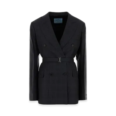 PRADA Women's Embroidewool Blazer "Gray"