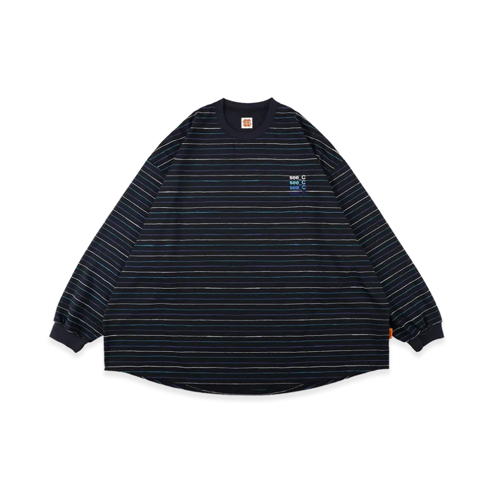 SEE SEE x eye_C x Reebok x URBAN RESEARCH Super Big Border LS Tee "Navy"