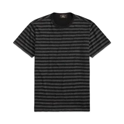 RRL Ralph Lauren Indigo Striped Jersey Tee "Black"