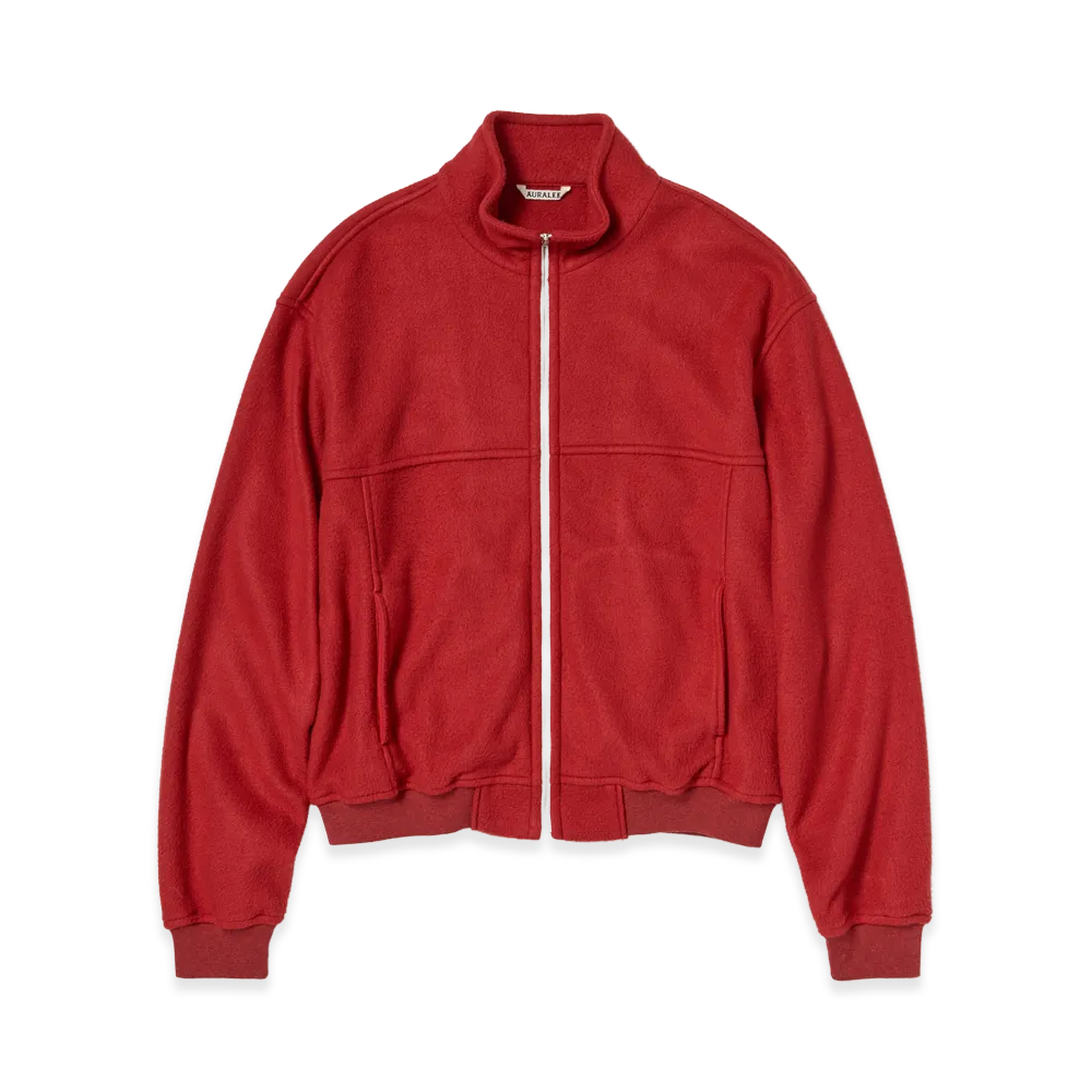 AURALEE Pure Silk Comfort Fleece Zip Blouson "Red"