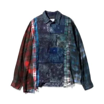 Needles x MIYAGIHIDETAKA 7 Cuts Wide Shirt / Tie Dye - Flannel + Bandana "Type 3"