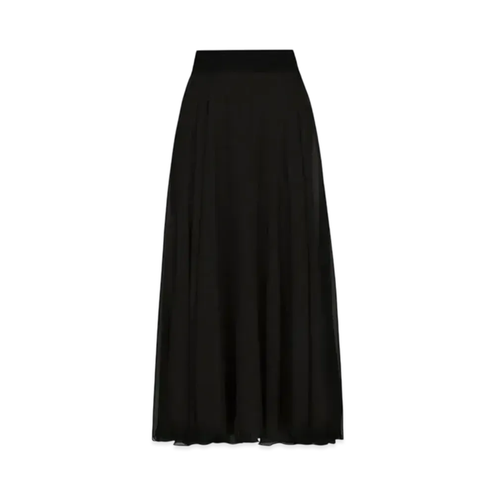 DOLCE&GABBANA Chiffon Calf-Length Circle Skirt "Black"