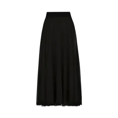 DOLCE&GABBANA Chiffon Calf-Length Circle Skirt "Black"